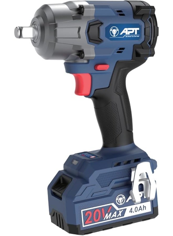 ايه بي تي شنيور فك و ربط  براشليس  بطارية 1/2 بوصه 20 فولت 4 امبير 800 نيوتن 3 سرعة  2 بطاريه APT DW2504800-4.0x2BMC - Image 1